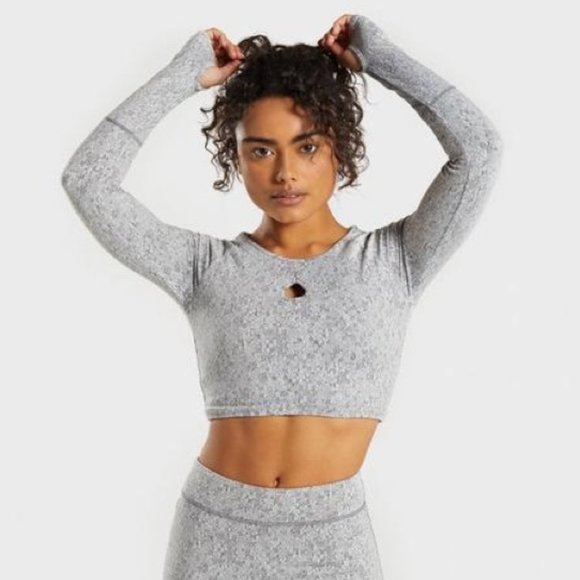 Gymshark Fleur Long Sleeve Crop - Charcoal marl - Picture 1 of 4